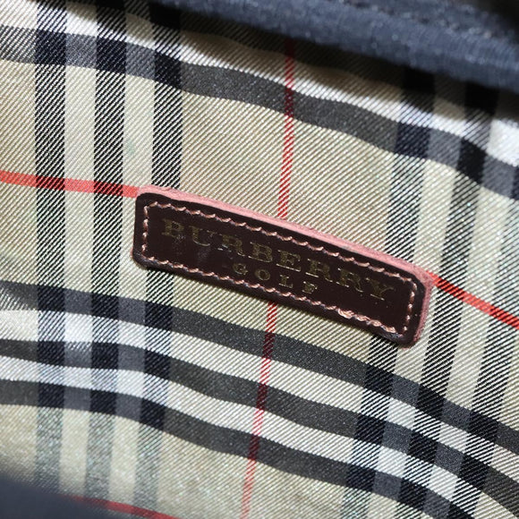 BURBERRY Hand Bag Leather Dark Brown Gold Auth bs28754