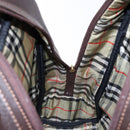 BURBERRY Hand Bag Leather Dark Brown Gold Auth bs28754-21