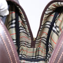 BURBERRY Hand Bag Leather Dark Brown Gold Auth bs28754-22