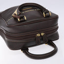 BURBERRY Hand Bag Leather Dark Brown Gold Auth bs28754-6