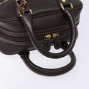 BURBERRY Hand Bag Leather Dark Brown Gold Auth bs28754-7