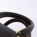 BURBERRY Hand Bag Leather Dark Brown Gold Auth bs28754-8