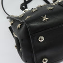 VALENTINO Studs Hand Bag Leather 2way Black Silver Auth bs28756-15