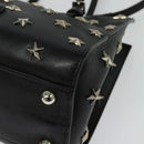 VALENTINO Studs Hand Bag Leather 2way Black Silver Auth bs28756-16