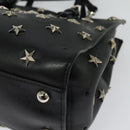 VALENTINO Studs Hand Bag Leather 2way Black Silver Auth bs28756-18
