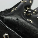 VALENTINO Studs Hand Bag Leather 2way Black Silver Auth bs28756-10
