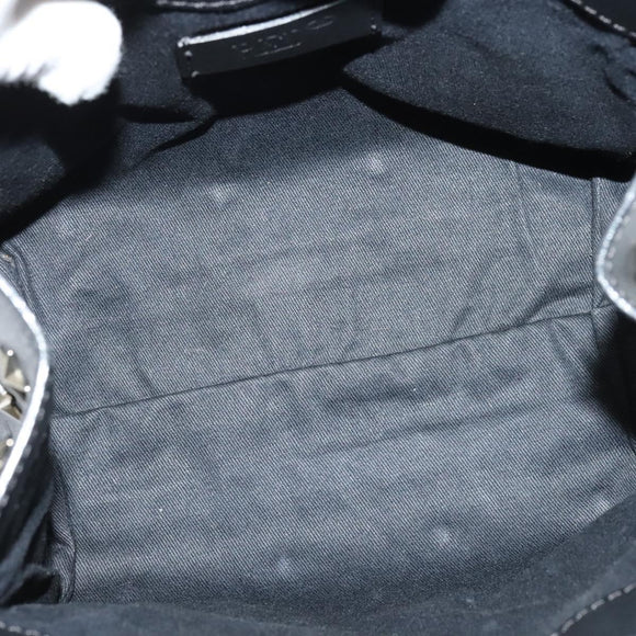 VALENTINO Studs Hand Bag Leather 2way Black Silver Auth bs28756