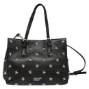 VALENTINO Studs Hand Bag Leather 2way Black Silver Auth bs28756-13