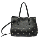 VALENTINO Studs Hand Bag Leather 2way Black Silver Auth bs28756-2