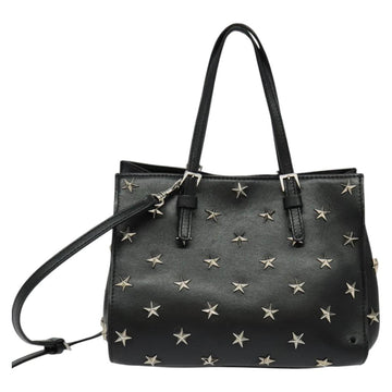 VALENTINO Studs Hand Bag Leather 2way Black Silver Auth bs28756 - 0