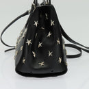 VALENTINO Studs Hand Bag Leather 2way Black Silver Auth bs28756-3