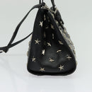 VALENTINO Studs Hand Bag Leather 2way Black Silver Auth bs28756-4