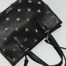 VALENTINO Studs Hand Bag Leather 2way Black Silver Auth bs28756-6