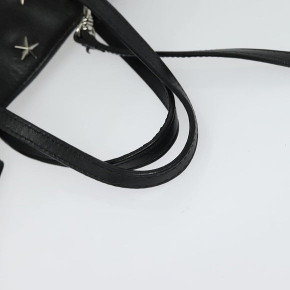 VALENTINO Studs Hand Bag Leather 2way Black Silver Auth bs28756