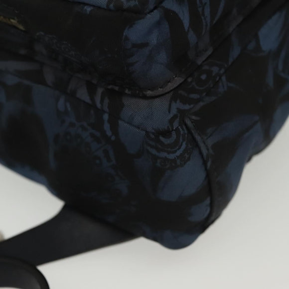 VALENTINO Backpack Nylon Leather Navy Silver Auth bs28757