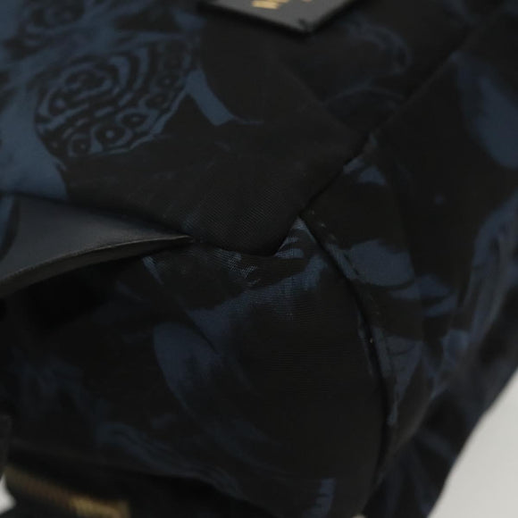 VALENTINO Backpack Nylon Leather Navy Silver Auth bs28757