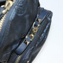 VALENTINO Backpack Nylon Leather Navy Silver Auth bs28757-20