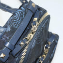 VALENTINO Backpack Nylon Leather Navy Silver Auth bs28757-10