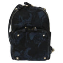 VALENTINO Backpack Nylon Leather Navy Silver Auth bs28757-13