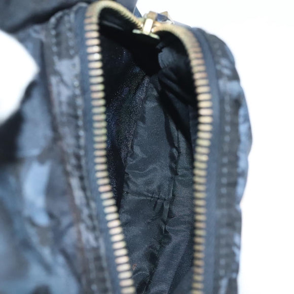 VALENTINO Backpack Nylon Leather Navy Silver Auth bs28757