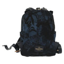 VALENTINO Backpack Nylon Leather Navy Silver Auth bs28757-2