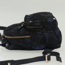 VALENTINO Backpack Nylon Leather Navy Silver Auth bs28757-4