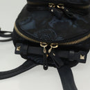 VALENTINO Backpack Nylon Leather Navy Silver Auth bs28757-6