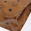 MCM Logogram Vicetos Clutch Bag PVC Leather Brown Gold Auth bs28761-15