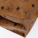 MCM Logogram Vicetos Clutch Bag PVC Leather Brown Gold Auth bs28761-16