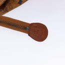 MCM Logogram Vicetos Clutch Bag PVC Leather Brown Gold Auth bs28761-8