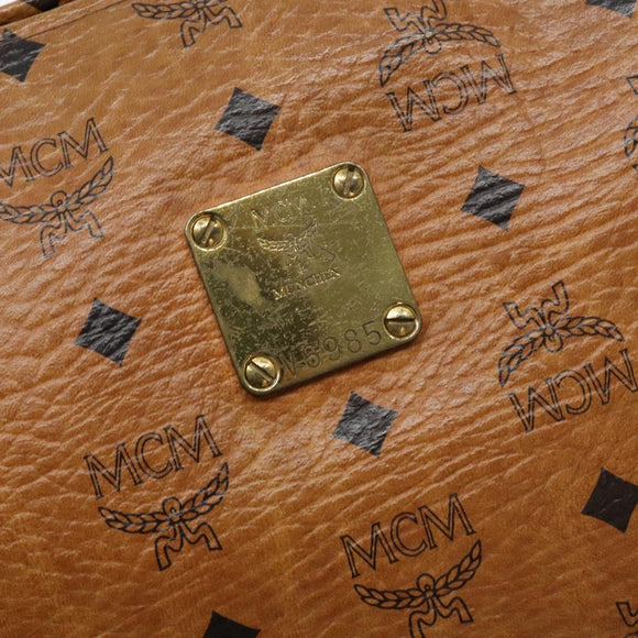 MCM Logogram Vicetos Clutch Bag PVC Leather Brown Gold Auth bs28761