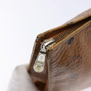 MCM Logogram Vicetos Clutch Bag PVC Leather Brown Gold Auth bs28761-9
