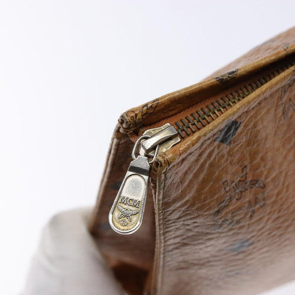 MCM Logogram Vicetos Clutch Bag PVC Leather Brown Gold Auth bs28761