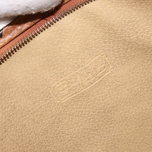 MCM Logogram Vicetos Clutch Bag PVC Leather Brown Gold Auth bs28761