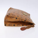 MCM Logogram Vicetos Clutch Bag PVC Leather Brown Gold Auth bs28761-3