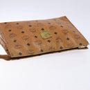 MCM Logogram Vicetos Clutch Bag PVC Leather Brown Gold Auth bs28761-5