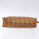 MCM Logogram Vicetos Clutch Bag PVC Leather Brown Gold Auth bs28761-6