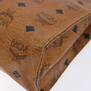 MCM Logogram Vicetos Clutch Bag PVC Leather Brown Gold Auth bs28761-7