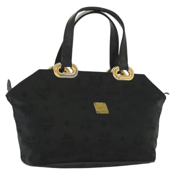 MCM Vicetos Logogram Hand Bag Nylon Black Gold Auth bs28762