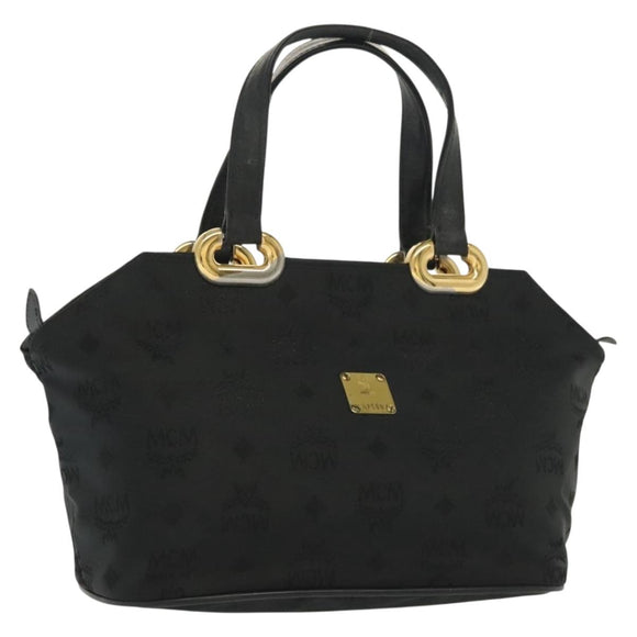 MCM Vicetos Logogram Hand Bag Nylon Black Gold Auth bs28762