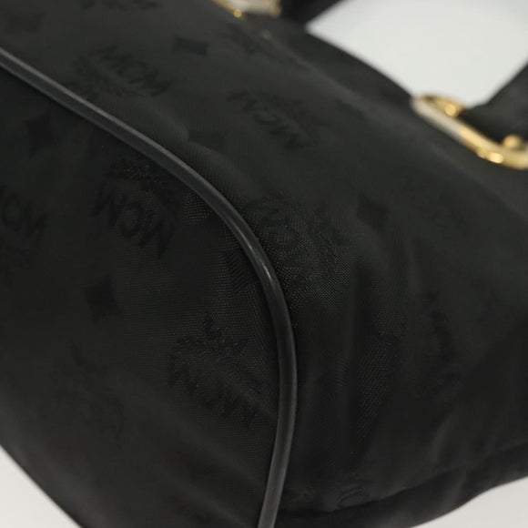 MCM Vicetos Logogram Hand Bag Nylon Black Gold Auth bs28762