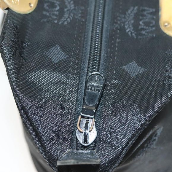 MCM Vicetos Logogram Hand Bag Nylon Black Gold Auth bs28762
