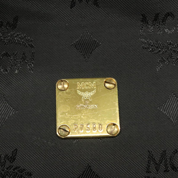 MCM Vicetos Logogram Hand Bag Nylon Black Gold Auth bs28762