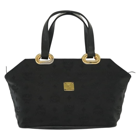 MCM Vicetos Logogram Hand Bag Nylon Black Gold Auth bs28762