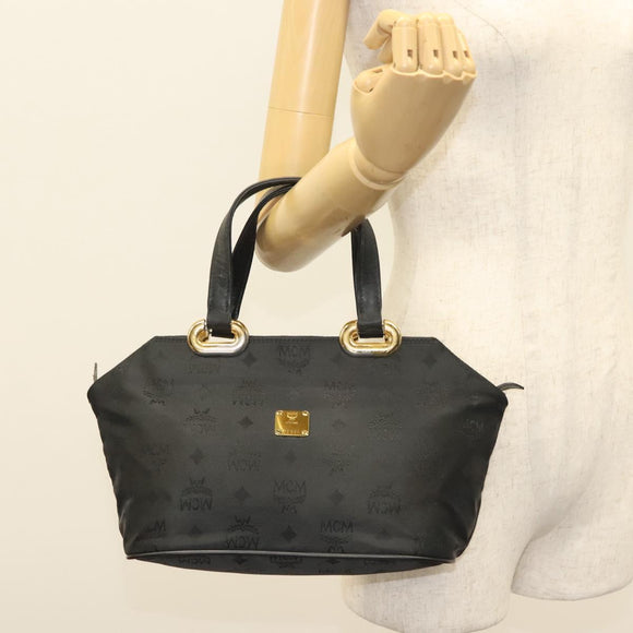 MCM Vicetos Logogram Hand Bag Nylon Black Gold Auth bs28762