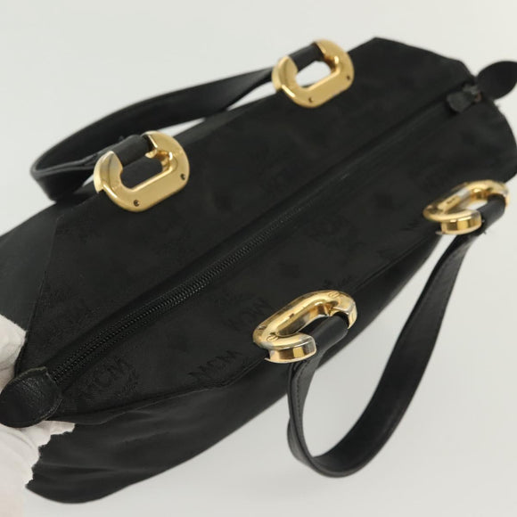 MCM Vicetos Logogram Hand Bag Nylon Black Gold Auth bs28762