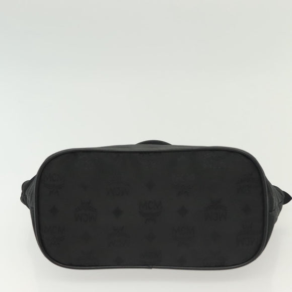 MCM Vicetos Logogram Hand Bag Nylon Black Gold Auth bs28762