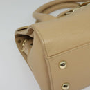 Jimmy Choo Hand Bag Leather Beige Gold Auth bs28764-9