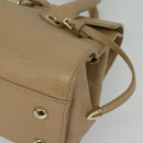 Jimmy Choo Hand Bag Leather Beige Gold Auth bs28764-14