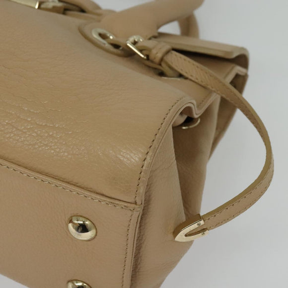 Jimmy Choo Hand Bag Leather Beige Gold Auth bs28764